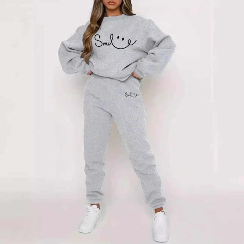 Džemper s dugim rukavima i tiskom slova, odijelo za jesen i zimu, novo europsko i američko modno ležerno žensko odijelo WE-WL1