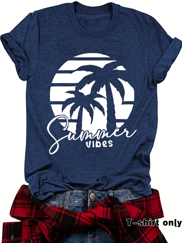 Független Állomású, Határokon Átnyúló Nyári Európai és Amerikai Tájkép Mintás, Kereknyakú Pulóver, Rövid Ujjú, eBay-es Női Póló