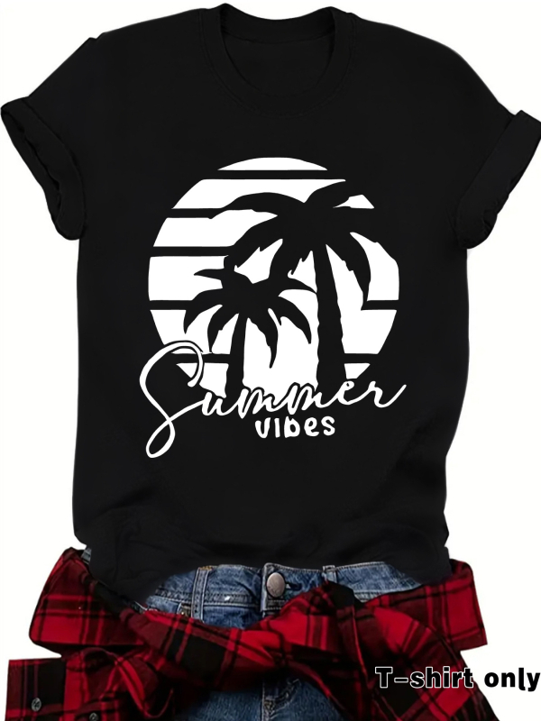 Független Állomású, Határokon Átnyúló Nyári Európai és Amerikai Tájkép Mintás, Kereknyakú Pulóver, Rövid Ujjú, eBay-es Női Póló