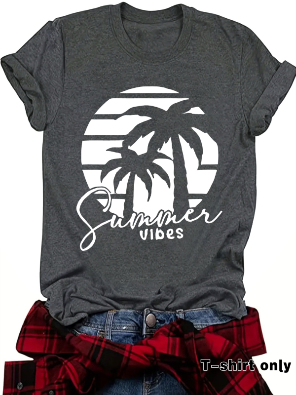 Független Állomású, Határokon Átnyúló Nyári Európai és Amerikai Tájkép Mintás, Kereknyakú Pulóver, Rövid Ujjú, eBay-es Női Póló