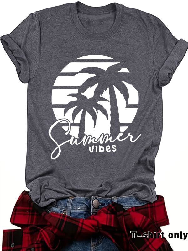 Független Állomású, Határokon Átnyúló Nyári Európai és Amerikai Tájkép Mintás, Kereknyakú Pulóver, Rövid Ujjú, eBay-es Női Póló