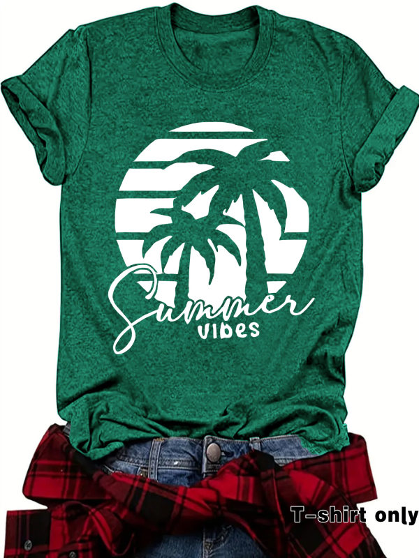 Független Állomású, Határokon Átnyúló Nyári Európai és Amerikai Tájkép Mintás, Kereknyakú Pulóver, Rövid Ujjú, eBay-es Női Póló