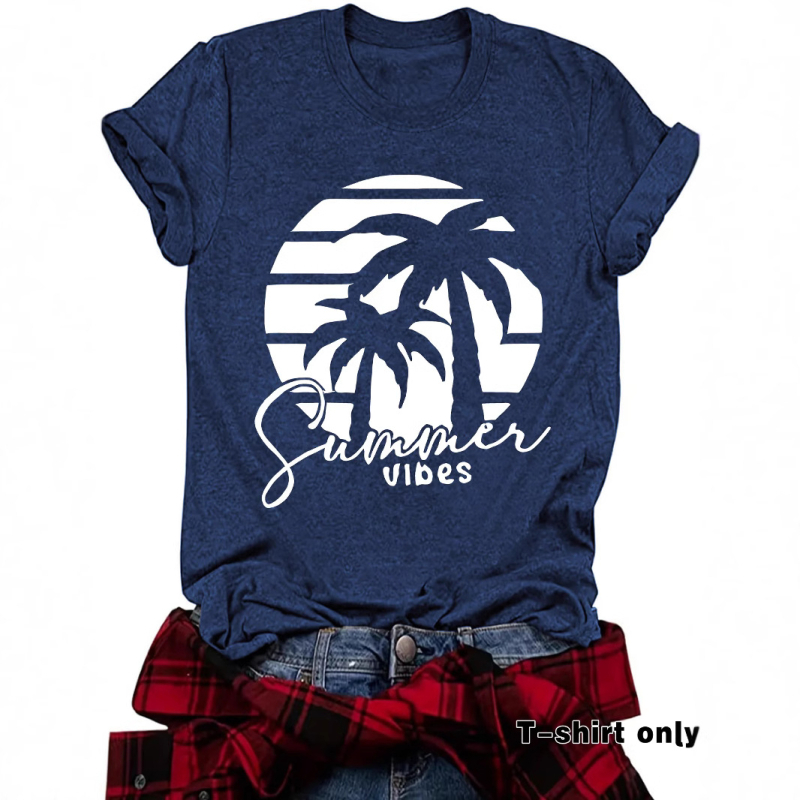 Független Állomású, Határokon Átnyúló Nyári Európai és Amerikai Tájkép Mintás, Kereknyakú Pulóver, Rövid Ujjú, eBay-es Női Póló