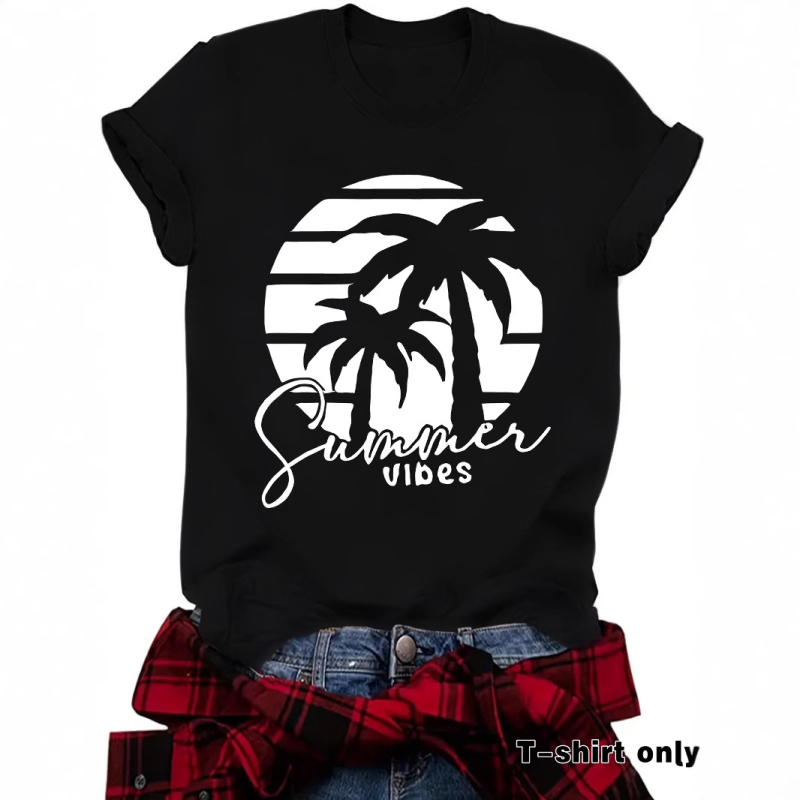 Független Állomású, Határokon Átnyúló Nyári Európai és Amerikai Tájkép Mintás, Kereknyakú Pulóver, Rövid Ujjú, eBay-es Női Póló