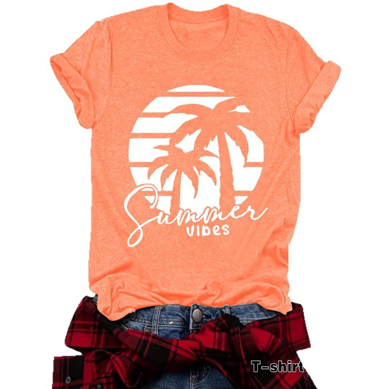 Független Állomású, Határokon Átnyúló Nyári Európai és Amerikai Tájkép Mintás, Kereknyakú Pulóver, Rövid Ujjú, eBay-es Női Póló