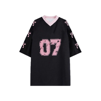 Tricou de damă cu guler în V, stil european și american, stil retro, cu imprimeu digital, stil all-match, casual, vrac