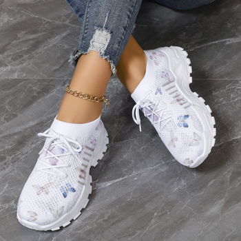 Moteriški madingi užsienio prekybos skraidantys austi batai, universalūs, neslystantys, atsparūs dilimui, lengvi, dideli batai, lankiniai sportbačiai