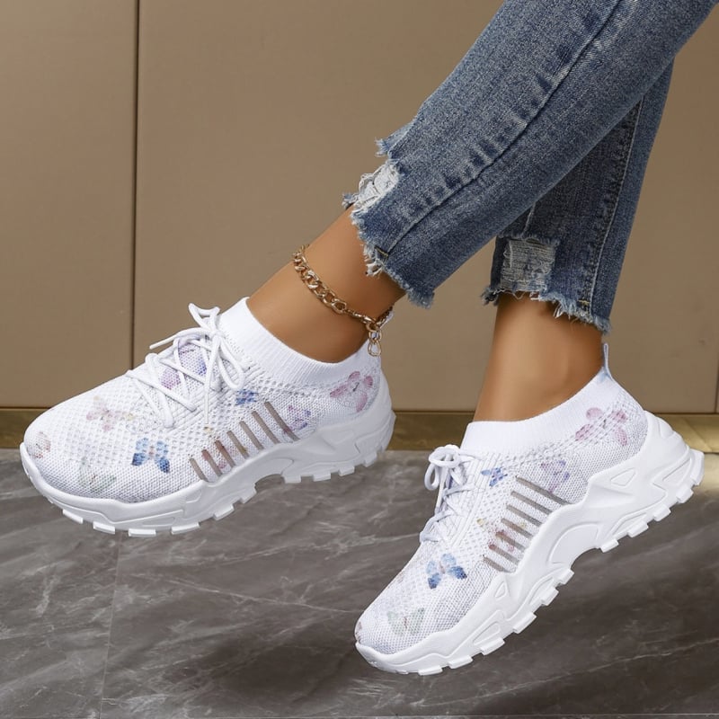 Moteriški madingi užsienio prekybos skraidantys austi batai, universalūs, neslystantys, atsparūs dilimui, lengvi, dideli batai, lankiniai sportbačiai