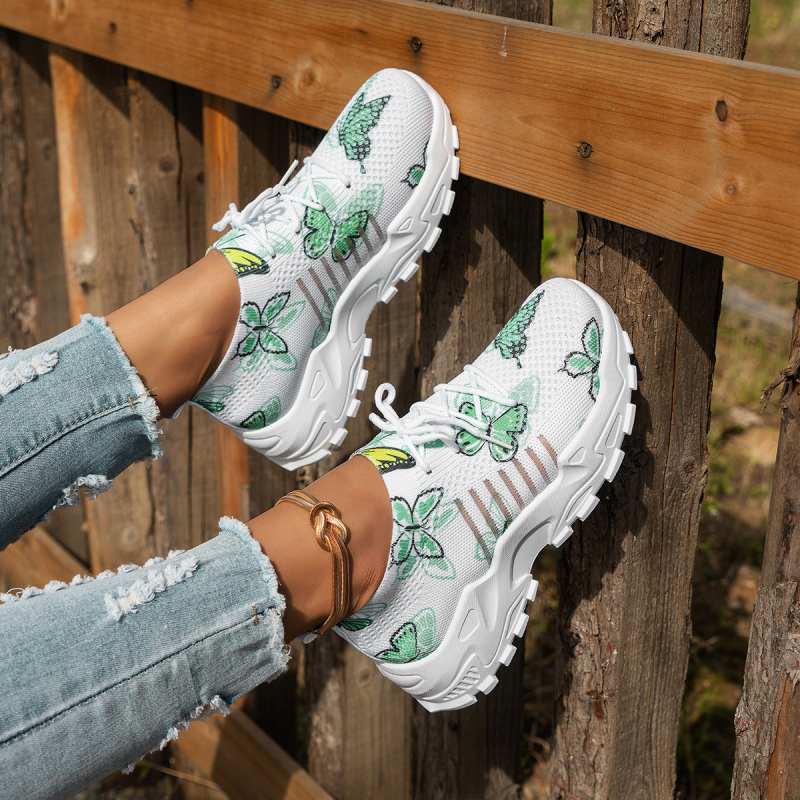 Moteriški madingi užsienio prekybos skraidantys austi batai, universalūs, neslystantys, atsparūs dilimui, lengvi, dideli batai, lankiniai sportbačiai