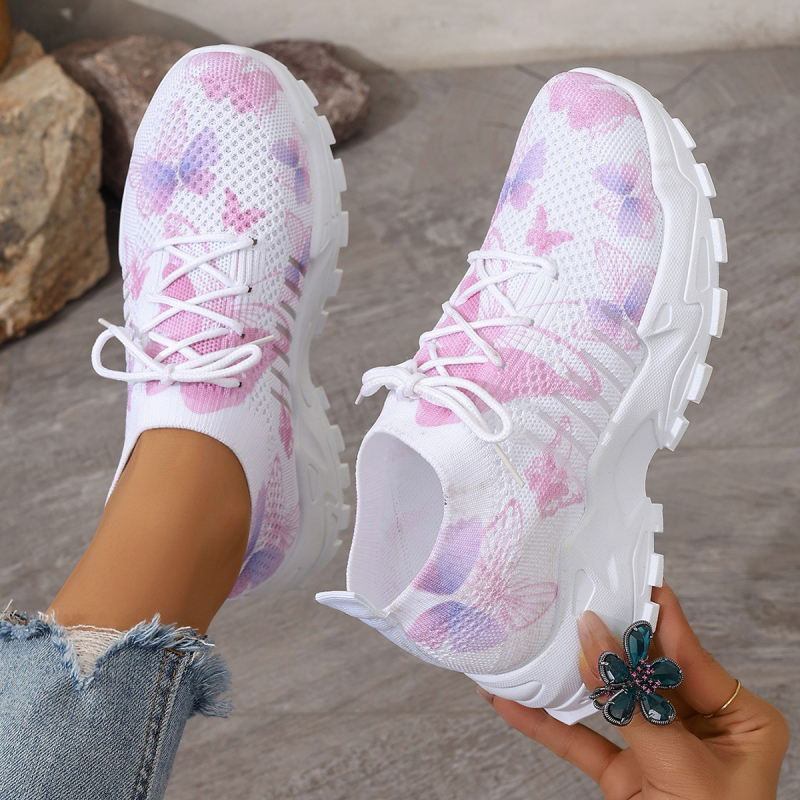 Moteriški madingi užsienio prekybos skraidantys austi batai, universalūs, neslystantys, atsparūs dilimui, lengvi, dideli batai, lankiniai sportbačiai