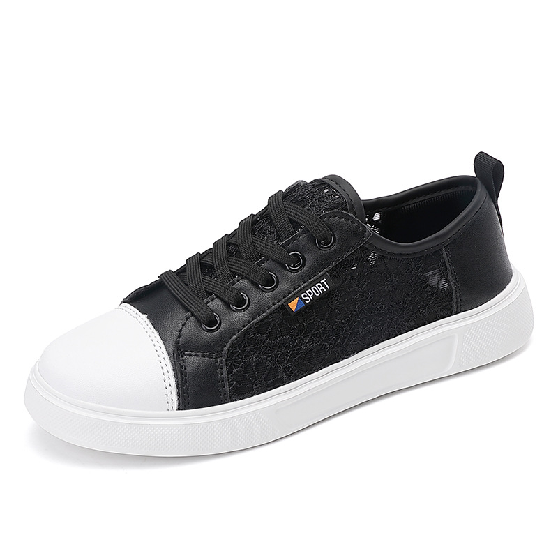 Λευκά γυναικεία παπούτσια 2023 καλοκαίρι νέα ευέλικτα αναπνεύσιμα φλατ αθλητικά sneakers με κοψίματα και mesh, λεπτό στυλ