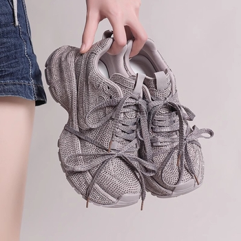 Storapadžiai „Torre“ moteriški batai, madingi 2024 m., nauji, kvėpuojantys, su cirkoniais, pilnais deimantiniais dirželiais, madingi, europietiški laisvalaikio sportbačiai