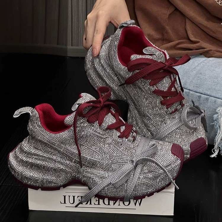 Storapadžiai „Torre“ moteriški batai, madingi 2024 m., nauji, kvėpuojantys, su cirkoniais, pilnais deimantiniais dirželiais, madingi, europietiški laisvalaikio sportbačiai