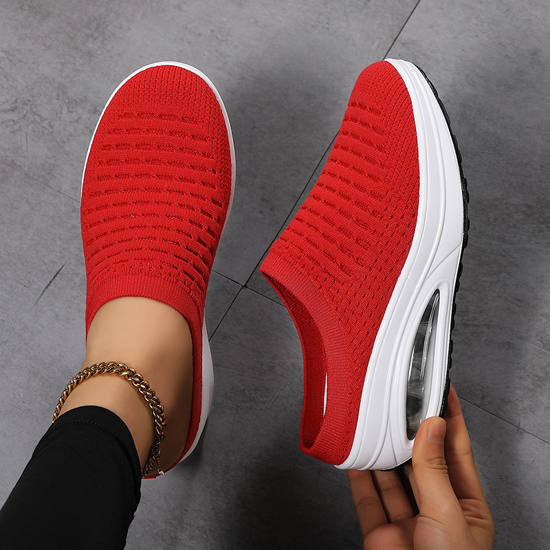 Jarné a letné lietajúce tkané topánky Dámske duté sieťované ležérne polovičné papuče Nazúvacie topánky Mum Steer sieťované topánky pre väčšie veľkosti Dámske papuče