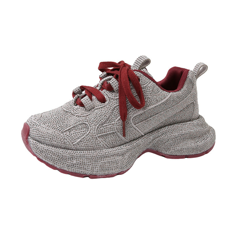 Pantofi sport Ins Tide Brand Ginseng cu strasuri Torre pentru femei 2024, haine noi, la modă, stilate, cu fund gros, casual