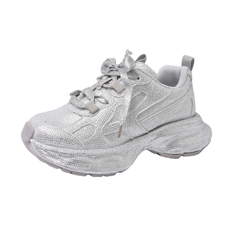 Pantofi sport Ins Tide Brand Ginseng cu strasuri Torre pentru femei 2024, haine noi, la modă, stilate, cu fund gros, casual