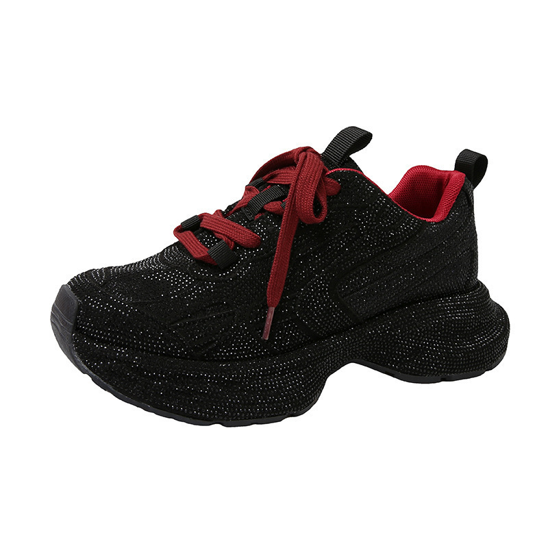 Pantofi sport Ins Tide Brand Ginseng cu strasuri Torre pentru femei 2024, haine noi, la modă, stilate, cu fund gros, casual