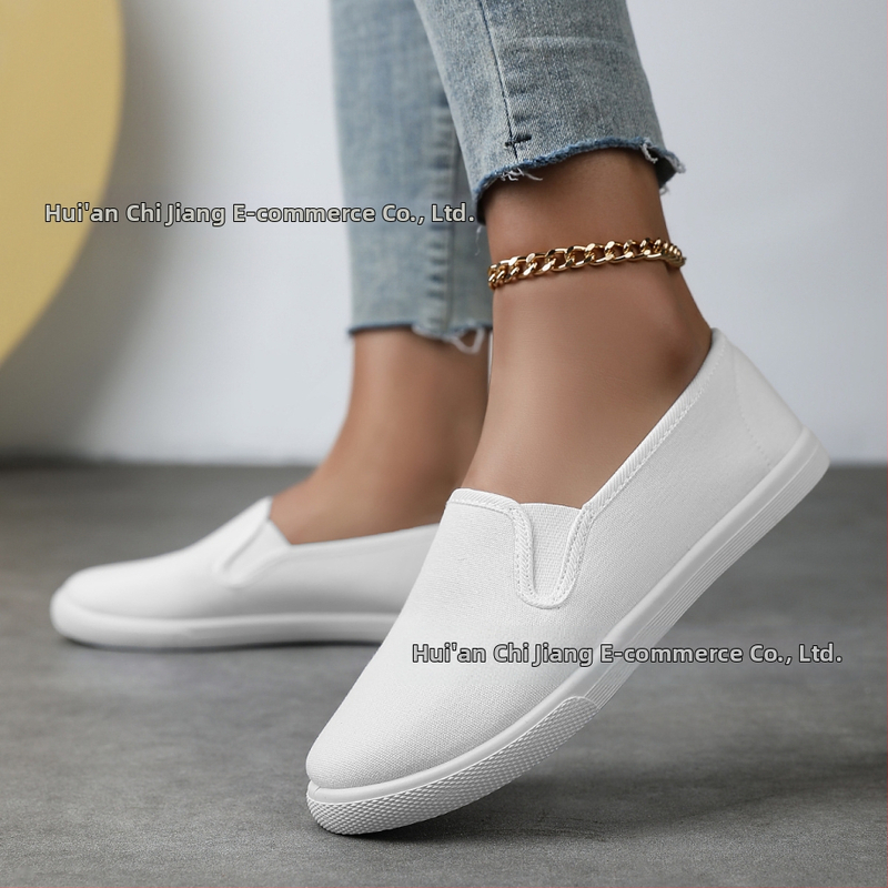 Jauni, pārrobežu stila vīriešu un sieviešu modes apavi ar baltu papēdi, audekla apavi, sieviešu pēdu pārvalks, korejiešu stila plakanie uzvelkamie apavi