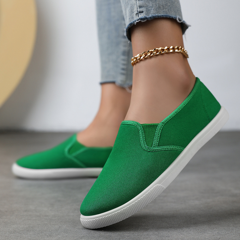 Jauni, pārrobežu stila vīriešu un sieviešu modes apavi ar baltu papēdi, audekla apavi, sieviešu pēdu pārvalks, korejiešu stila plakanie uzvelkamie apavi