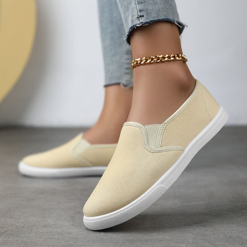 Jauni, pārrobežu stila vīriešu un sieviešu modes apavi ar baltu papēdi, audekla apavi, sieviešu pēdu pārvalks, korejiešu stila plakanie uzvelkamie apavi