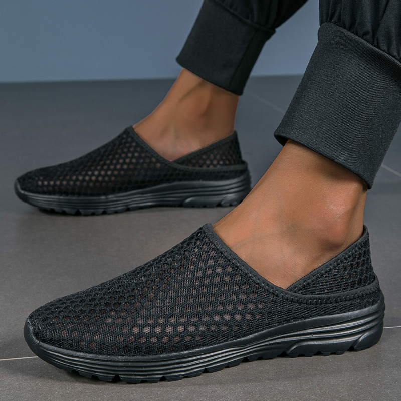 Papuci de pluș confortabili pentru bărbați, cu mânecă scurtă, pentru bărbați și femei, stil exterior, vară, plasă, sandale și papuci de mers pe jos, mărime plus, confortabili