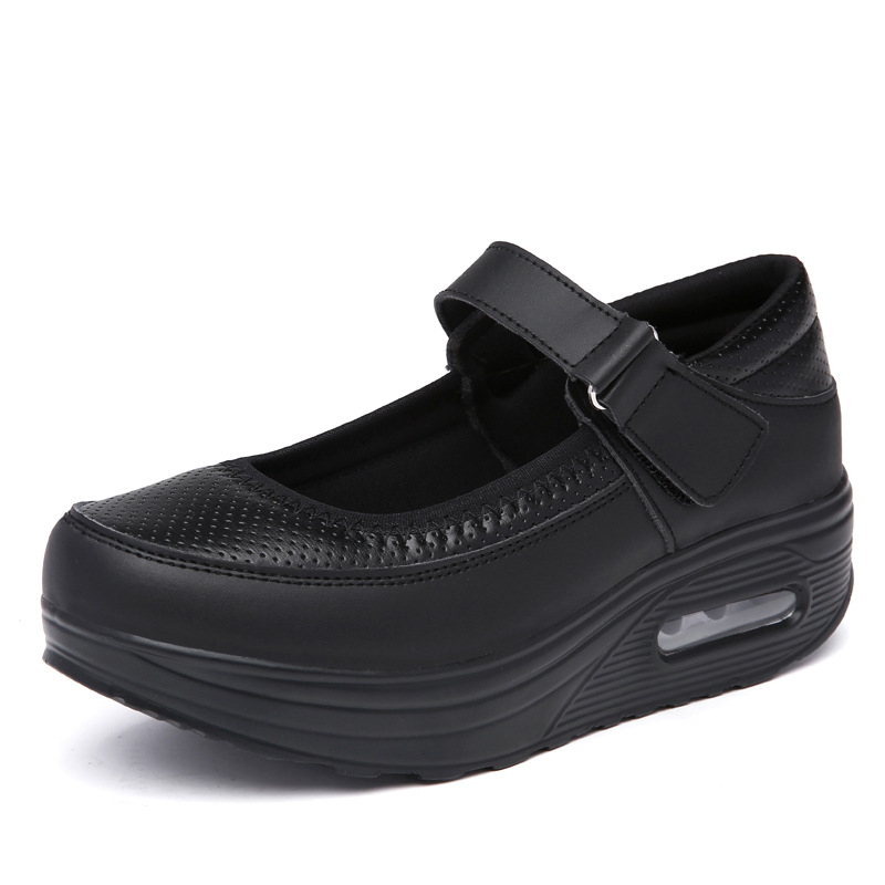 Pantofi de asistentă medicală 2024 Primăvara și toamna Pernă de aer Pantofi de balansoar Pantofi albi respirabili cu talpă groasă Sport sporit Casual Gură superficială Pantofi cu un singur strat