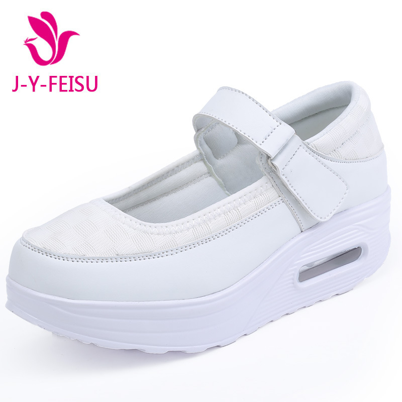 Pantofi de asistentă medicală 2024 Primăvara și toamna Pernă de aer Pantofi de balansoar Pantofi albi respirabili cu talpă groasă Sport sporit Casual Gură superficială Pantofi cu un singur strat