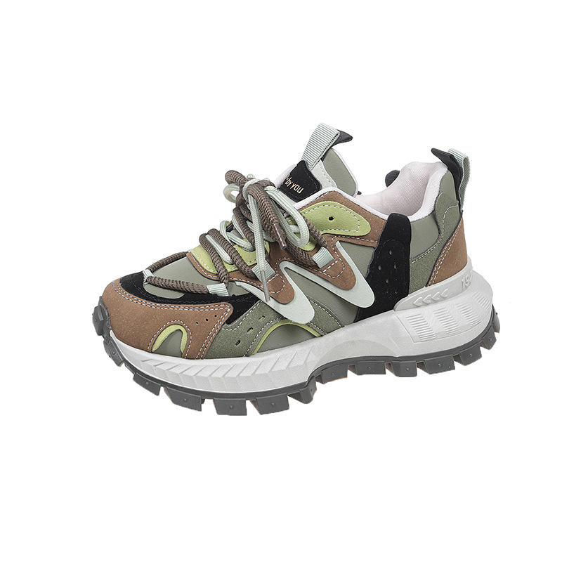 Uued paksu tallaga Forrest Gump kingad naistele internetikuulsuste kuumade värvidega sobivad topeltkingapaelad Retro Torre kingad naiste kevad- ja sügisesed vabaaja tossud