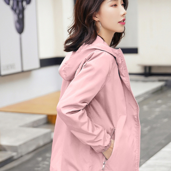 Γυναικείο κοντό παλτό για ζευγάρια, άνοιξη και φθινόπωρο 2024, νέο, χαλαρό, αντιηλιακό μπουφάν σε κορεατικό στιλ, all-match, παλτό με κουκούλα για φοιτητές