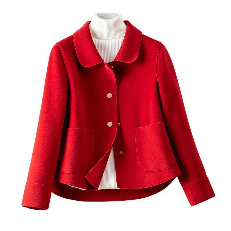 Palton de lungime medie, palton din tweed de pluș față-verso, pentru femei, toamna și iarna 2024, palton scurt, stil western, asortat, scurt, fierbinte