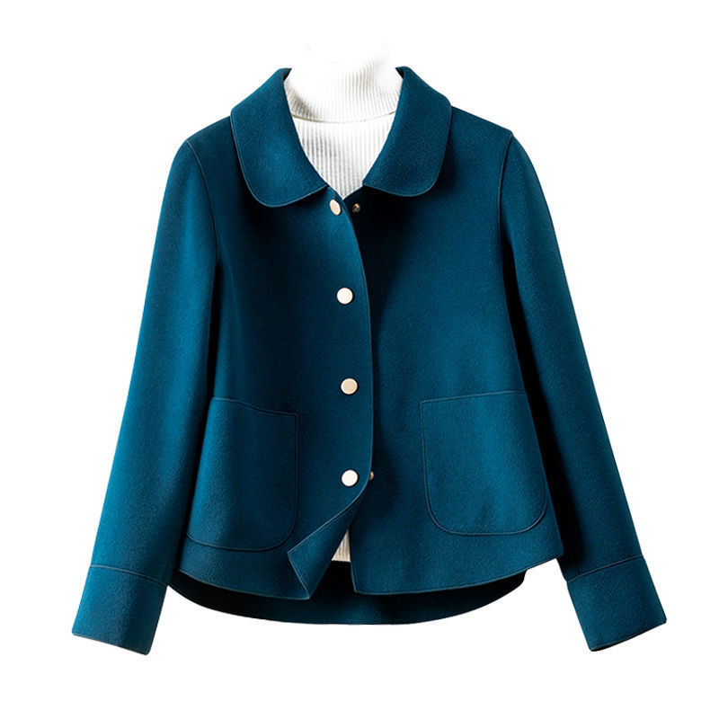 Palton de lungime medie, palton din tweed de pluș față-verso, pentru femei, toamna și iarna 2024, palton scurt, stil western, asortat, scurt, fierbinte