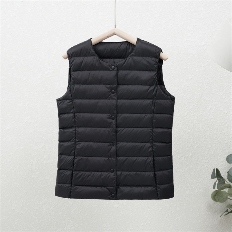 90-es fehér kacsapehely új őszi-téli könnyű pehelykabát női kerek nyakú béléssel, plus size könnyű, meleg, rövid gallér nélküli kabát