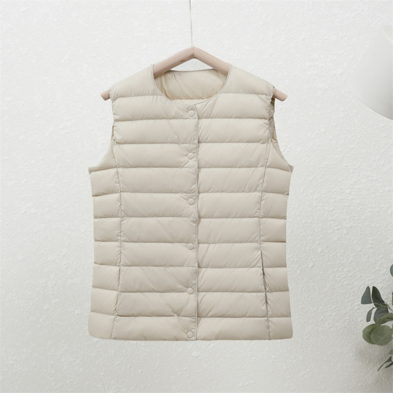 90-es fehér kacsapehely új őszi-téli könnyű pehelykabát női kerek nyakú béléssel, plus size könnyű, meleg, rövid gallér nélküli kabát