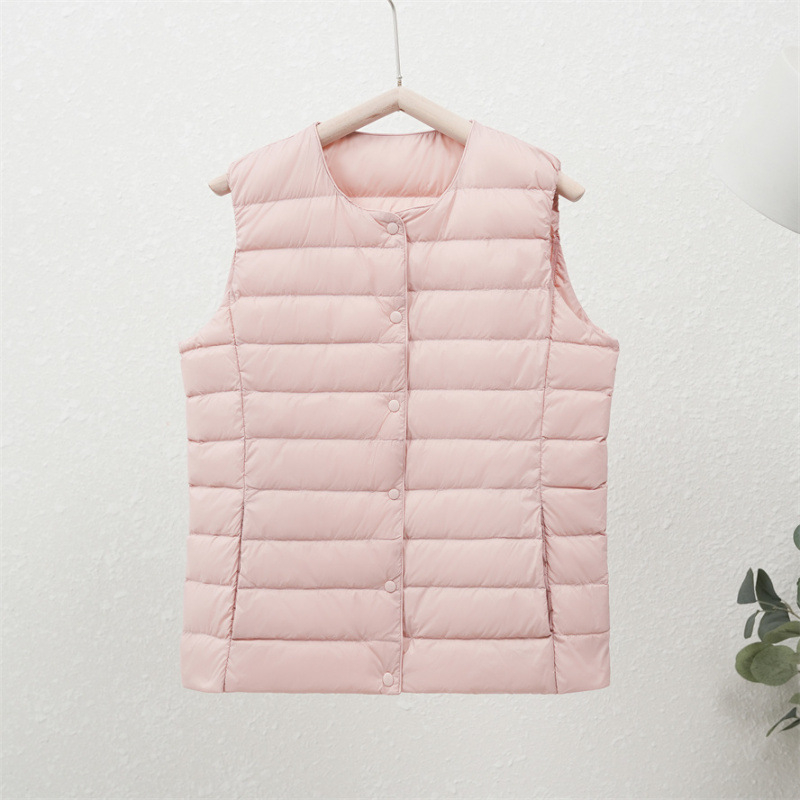 90-es fehér kacsapehely új őszi-téli könnyű pehelykabát női kerek nyakú béléssel, plus size könnyű, meleg, rövid gallér nélküli kabát