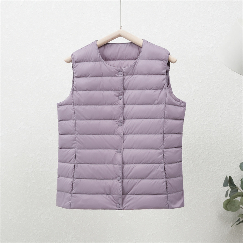 90-es fehér kacsapehely új őszi-téli könnyű pehelykabát női kerek nyakú béléssel, plus size könnyű, meleg, rövid gallér nélküli kabát