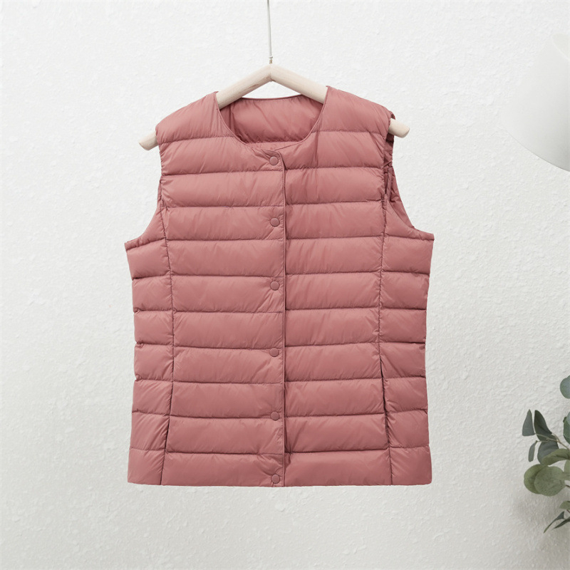 90-es fehér kacsapehely új őszi-téli könnyű pehelykabát női kerek nyakú béléssel, plus size könnyű, meleg, rövid gallér nélküli kabát