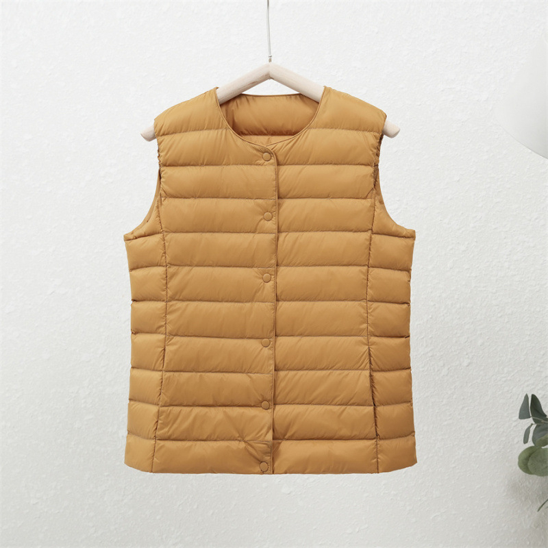 90-es fehér kacsapehely új őszi-téli könnyű pehelykabát női kerek nyakú béléssel, plus size könnyű, meleg, rövid gallér nélküli kabát