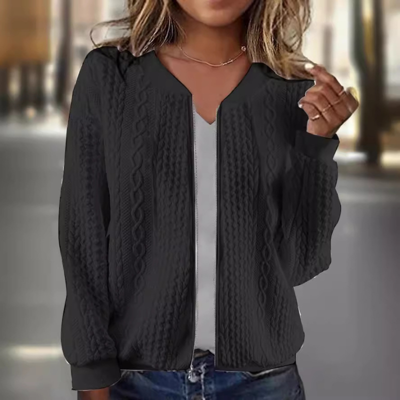 2024 Amazon európai és amerikai őszi új női ruházat, kényelmes, laza jacquard állványos gallérral, cipzáras felsőrész, női baseball egyenruha