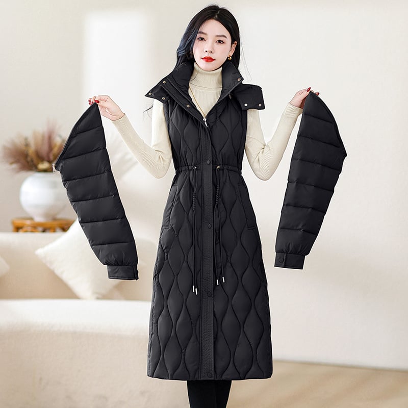 Femeii de iarnă caldă și confortabilă, cu mâneci lungi și pufoase, stil coreean, Slim fit, talie subțire, bumbac căptușit