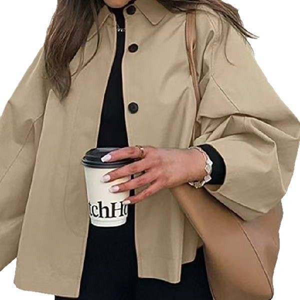 2025-ös európai és amerikai Amazon Explosions francia khaki munkaruha kabát 2025 tavaszi új divat laza közepes hosszúságú