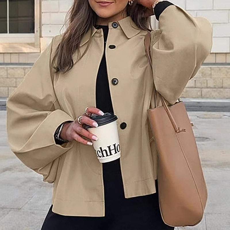 2025-ös európai és amerikai Amazon Explosions francia khaki munkaruha kabát 2025 tavaszi új divat laza közepes hosszúságú