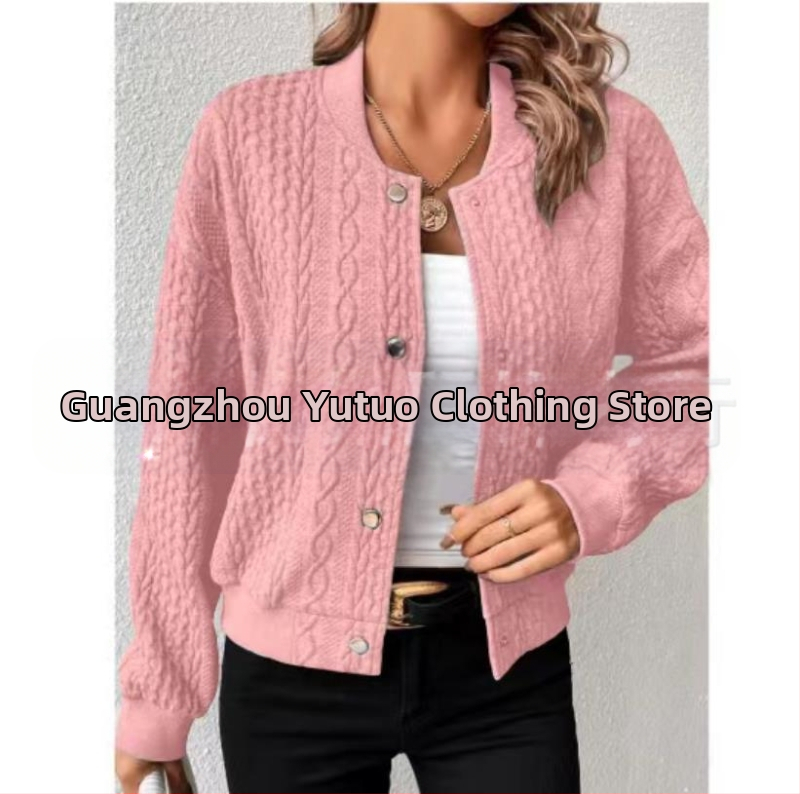 Трансгранична есенна униформа за жени с висок ток и яка от жакард, европейска и американска изработка, 2023 г., нова, удобна и свободна, с едноредна яка и изправена яка.