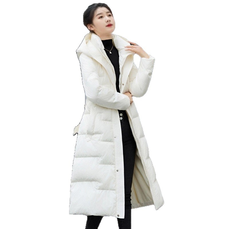 Moteriška pūkinė striukė, aukščiausios klasės, žieminė, moteriška, vidutinio ilgio, šilta, liekninanti striukė iš ančių pūkų, „Pinghu Wholesale“