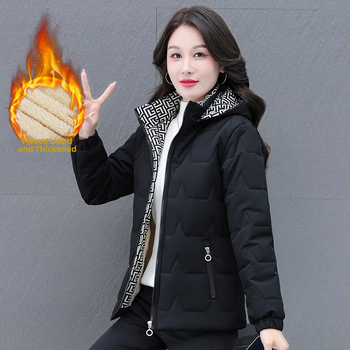 Uus paksendatud talvine naiste kapuutsiga vabaaja puuvillane mantel Naiste 2023. aasta talvine mood soe vabaaja puuvillane mantel Naiste mantel