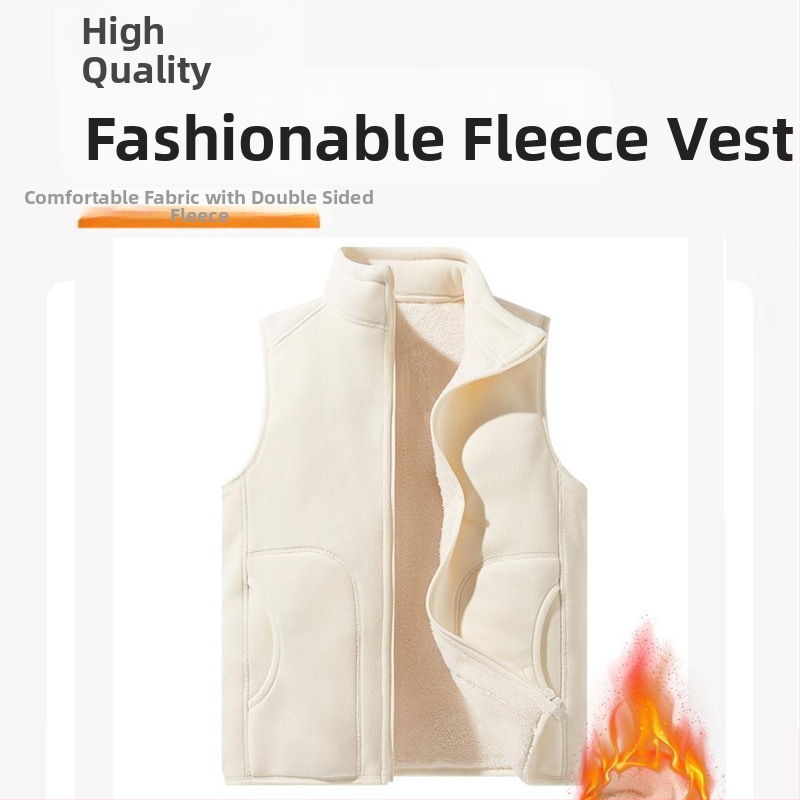 Поларена жилетка, персонализирано работно облекло, групови дрехи, едноцветна, с прилепнала вертикална яка, разклащаща се жилетка с поларена подплата, удебелена жилетка, трансгранична