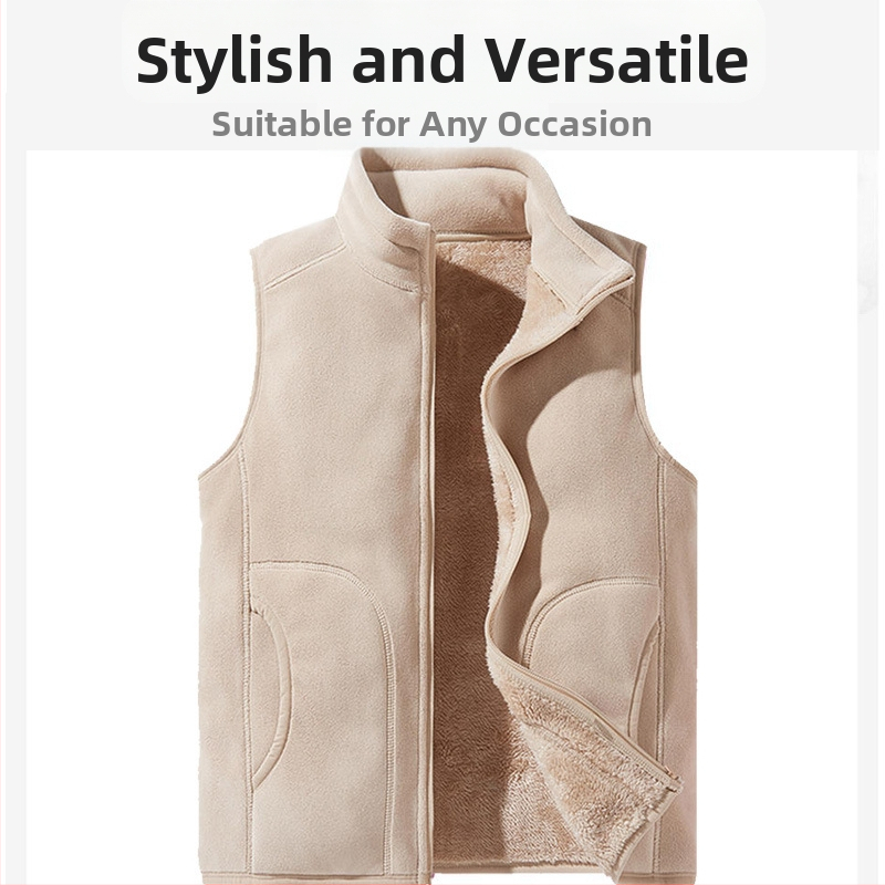Поларена жилетка, персонализирано работно облекло, групови дрехи, едноцветна, с прилепнала вертикална яка, разклащаща се жилетка с поларена подплата, удебелена жилетка, трансгранична
