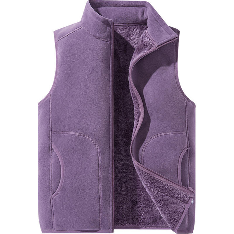 Vilnonė liemenė, pritaikyta darbo drabužiams, grupiniai drabužiai, vienspalvė, prigludusi, vertikali apykaklė, purtymo liemenė su vilnos pamušalu, sustorinta liemenė, apsiūta per visą sieną.