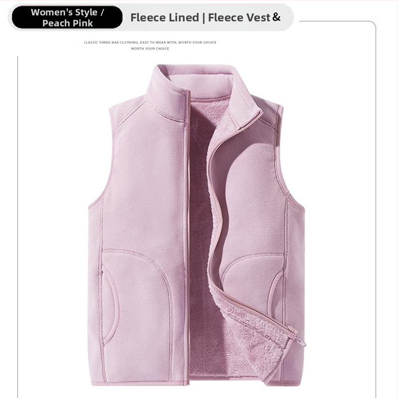 Vilnonė liemenė, pritaikyta darbo drabužiams, grupiniai drabužiai, vienspalvė, prigludusi, vertikali apykaklė, purtymo liemenė su vilnos pamušalu, sustorinta liemenė, apsiūta per visą sieną.