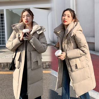 Пухено памучно яке, ветроустойчиво, зима, дамско, нов стил 2025, средна дължина, модерно, свободно, удебелено, топло, топло палто в корейски стил