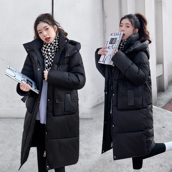 Μπουφάν από βαμβάκι με πούπουλα, αντιανεμικό, χειμερινό, γυναικείο νέο στυλ 2025, μεσαίου μήκους, μοντέρνο, φαρδύ, παχύ, ζεστό, ζεστό παλτό κορεάτικου στιλ